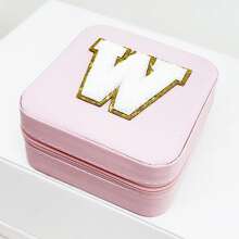 1入時尚個性化旅行珠寶盒，防水且便攜，粉色，帶有初始儲存，生日禮物，母親節禮物，畢業禮物，伴娘禮物 - 粉色 - 查看 31