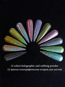 12 色 Y2K 美学美甲激光粉闪粉极光薄粉指甲颜料装饰 DIY 美甲饰品指甲宝石指甲用品
