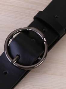 1 chiếc thắt lưng PU khóa tròn màu súng thời trang thường ngày cho nữ, dùng hàng ngày, cỡ lớn, mùa hè, mùa thu, mùa đông, Halloween - Màu Đen Súng - Xem 2