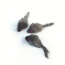 寵物毛絨玩具灰色逼真老鼠造型玩具,提供貓和小貓娛樂的玩具,自娛自樂的年輕貓玩具,寵物用品 - 灰色 - 查看 7