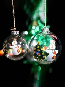 12 pezzi - 6cm/8cm/10cm Palline di Natale con copertura argento e trasparente, decorazioni di Natale fai-da-te, palline di plastica trasparenti riempibili, con coperchio rimovibile, decorazioni sospese adatte per Natale, compleanni, matrimoni, decorazione albero di Natale - Trasparente - Visualizzare 2