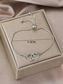 1pc Luxury Copper Zirconia Adjustable Infinite Symbol Bracelet For Ladies Daily Party Wedding - Silver - View 3