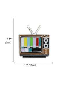 1pc Vintage Television Static Screen Pattern Brooch Collar Pin Badge - Multicolor - View 5