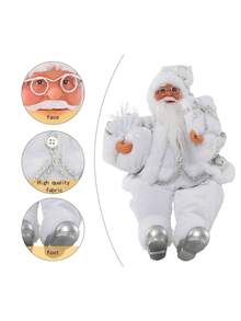 1件14英寸銀白色站立聖誕老人雕像,適用於家庭辦公室聖誕派對裝飾,假日派對擺設,禮物,派對場景裝飾 - 白色 - 查看 5