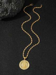 圓形條紋字母吊墜項鍊,適合男士佩戴