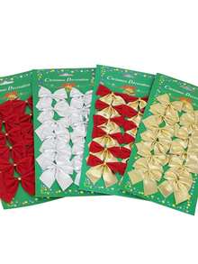 12 Pieces/bag 5cm-6cm (about) Colorful Bow Christmas Decoration Arrow Tree Party New Year Celebration Party - Gold - View 3