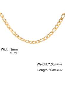 1pc Men's Stainless Steel Figaro Chain Necklace, Punk Style Long & Thick Chain, Versatile & Simple, Couple's Jewelry Gift