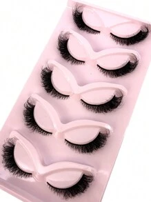 HBZGTLAD 5 Pairs Cat Eye 3D Faux Mink False Eyelashes, Natural, Realistic & Messy. Long & Dense Ends, Soft Lashes, Disheveled Eyelashes Strip Lashes, Lashes, Eyelashes, Fake Lashes - Black - View 1