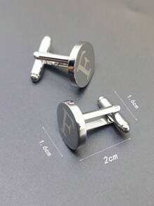 1 paire Boutons De Manchette De Simple Et À La Mode Pour Homme laser 26 Alphabet Anglais