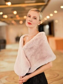 Baroque Style Fashionable Bridal Wedding Party Performance Warm Short Shawl Fall Clothes For Women - Light Grey - View 3