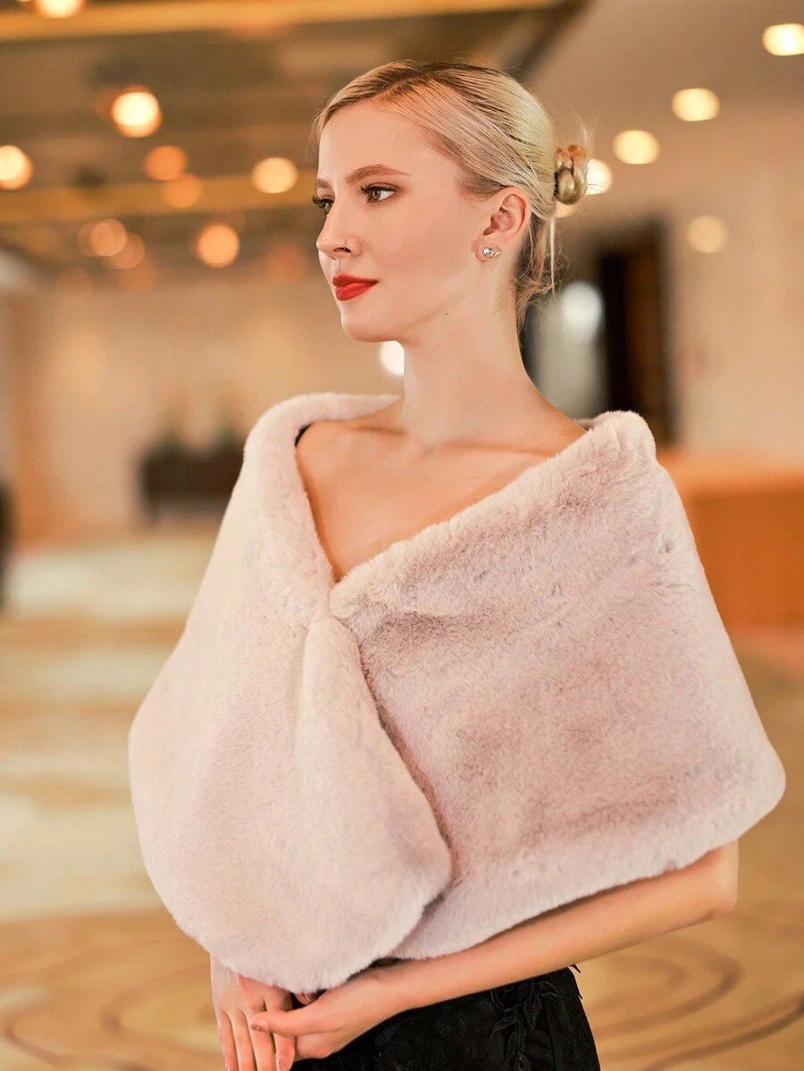 Baroque Style Fashionable Bridal Wedding Party Performance Warm Short Shawl Fall Clothes For Women - Light Grey - View 1