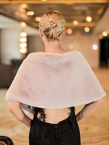 Baroque Style Fashionable Bridal Wedding Party Performance Warm Short Shawl Fall Clothes For Women - Light Grey - View 2