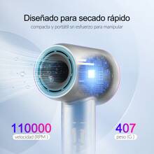 Laifen Swift Special Secadora de Pelo, 110000 RPM motor sin escobillas, Secador de Cabello Iones negativos para secado más rápido, control termo inteligente, secadora de viaje con pistola magnética para la protección del cabello, Secadora profesional de alta velocidad, poco ruido. - Plateado - Ver 3