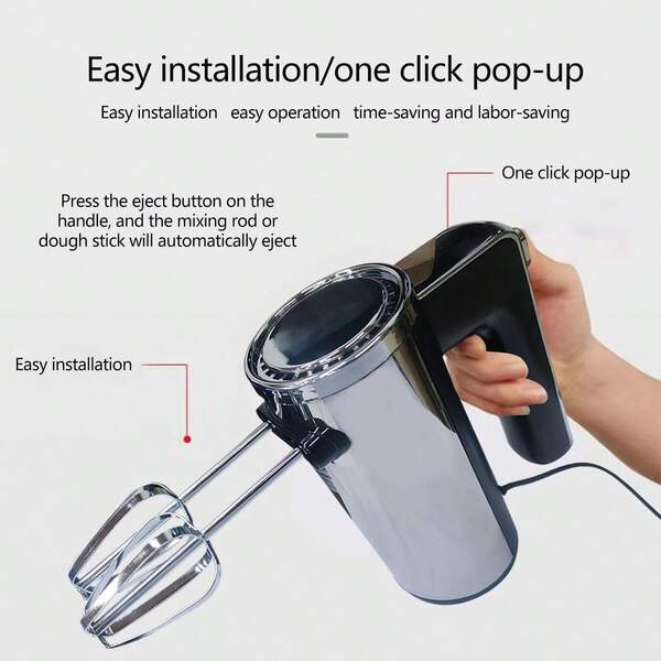 1pc Household Electric Egg Beater, Dough Kneading Machine With 2 Dough Mixing Rods SHEIN South