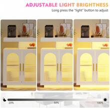 Lvifur 40Inch LED Sideboard Buffet Cabinet with Wireless Charging Station, Auto Sensor Sideboard with Dimmable 24 RGB Colors Light, Coffee Bar Cabinet for Kitchen, Living Room, White