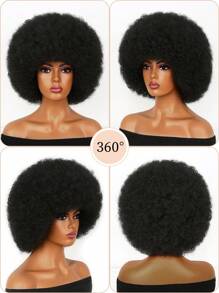 Christmas And Wigs Soft Afro Hair Wig For Women Afro Kinky Curly Hair Wigs With Bangs Black Brown White Grey Colourful Looking Natural Short Afro Curly Wig For Men Bouncy Black Afro Puff Wig Synthetic Hair Big Afro Wig For Daily Party Cosplay Holiday Christmas Decorations For Woven Hair Wigs