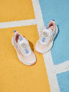 Balabala 1 par de zapatillas deportivas para niñas con hebilla giratoria y diseño cromático, parte superior de malla transpirable antideslizante y resistente al desgaste, adecuadas para todas las estaciones - Multicolor - Ver 5