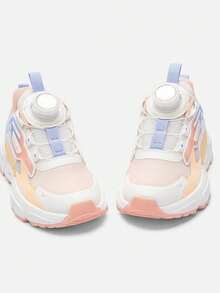 Balabala 1 par de zapatillas deportivas para niñas con hebilla giratoria y diseño cromático, parte superior de malla transpirable antideslizante y resistente al desgaste, adecuadas para todas las estaciones - Multicolor - Ver 7