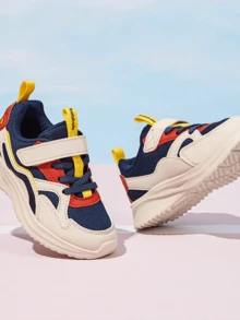 Balabala 1對男孩式色塊魔鬼氈網布透氣防滑耐磨運動鞋，適用於全年使用 - 藍色 - 查看 3