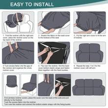 Stretch Recliner Sofa Covers, Reclining Couch Covers With Pockets, Jacquard Reclining Sofa Covers Soft Washable Furniture Protector With Elastic Bottom - Màu be - Xem 11