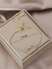 1pc Luxury Copper Zirconia Adjustable Infinite Symbol Bracelet For Ladies Daily Party Wedding - Yellow Gold - View 3