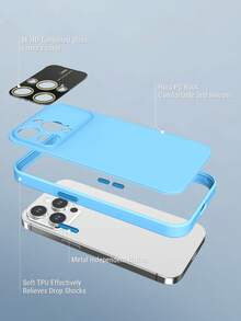 Habyby Lens Camera Protector Matte Skin Touch PC back Anti-Yellow Sierra Blue Case Compatible with iPhone - Baby Blue - View 3