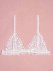 性感蕾絲內衣無線薄三角杯內衣,深v領,無背,可調節
