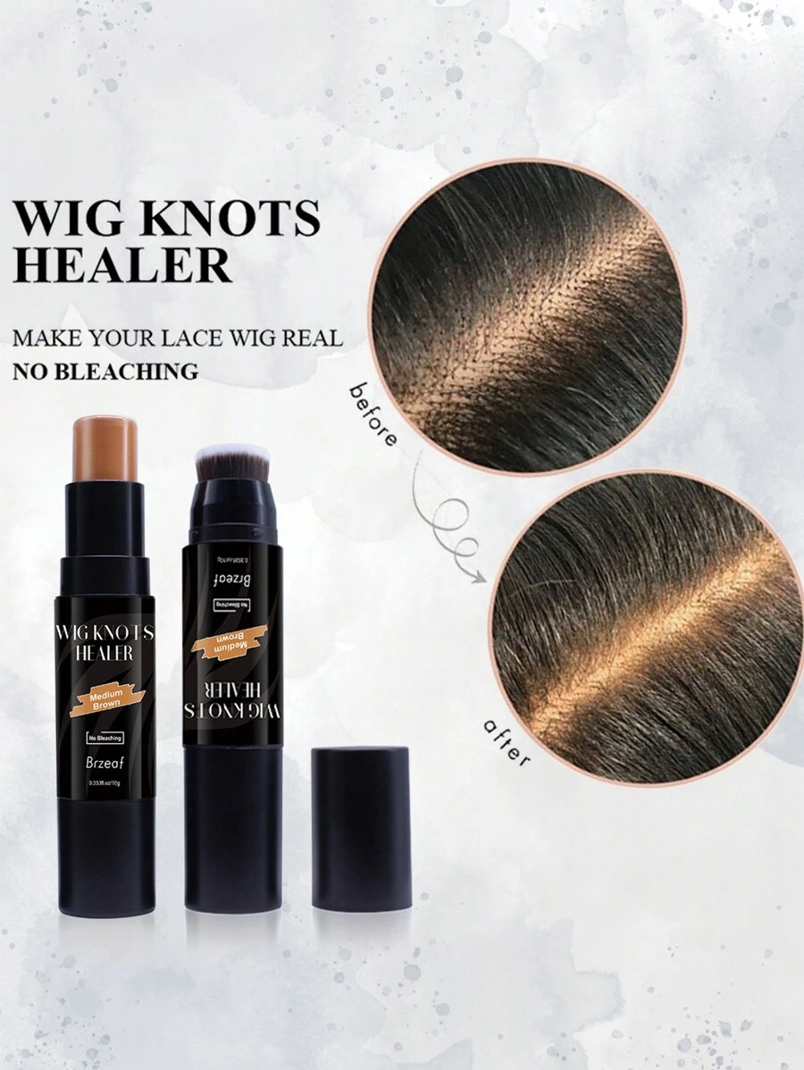 蕾絲假髮打結修復者,蕾絲染色修復膏,附刷子便攜式,髮色修飾膏,無漂白,適用於前部位置,髮線假髮,中棕色-02 - 摩卡棕 - 查看 1