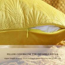 1個秋季主題純色天鵝絨刺繡抱枕套帶有銀杏葉裝飾,適用於沙發、床上裝飾,黃色 - 黃色 - 查看 4