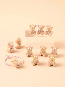 chenming 9入組亞克力暴力熊形狀帶直孔珠子,可用於diy項鍊和珠寶製作,批發配件