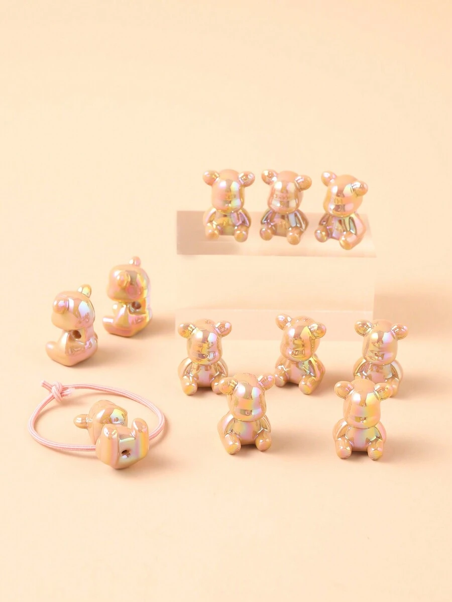 chenming 9入組亞克力暴力熊形狀帶直孔珠子,可用於diy項鍊和珠寶製作,批發配件