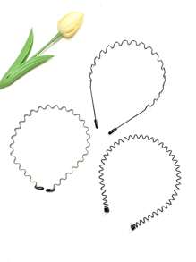 3 Piezas De Banda Para El Cabello Para Hombres, Wave Grotto Para Hombres A La Moda, Banda Para La Cabeza Para Hombres, Banda Para El Cabello Deportiva Para Lavarse La Cara, Pinza Para El Cabello Con Lazo - Negro - Ver 1