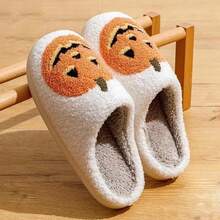 萬聖節新品南瓜形狀保暖拖鞋 - 白色 - 查看 2