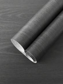 1 Roll Black & Gray Vintage Wood Grain Contact Paper, Self-Adhesive Waterproof Wallpaper For Cabinet, Wall, Furniture, Kitchen Counter, 15.76 Inch Wide, Stickers, Wall Decal, Vinyl Decal For Home Decorations, Spring Decoration Items Refresh Your Home, Festival Decoration Stickers Gifts Birthday Graduation - Black - View 3