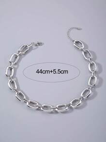 imoli 1pc Fashionable Exaggerated Large Chain Artistic Necklace - Silver - View 4