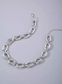 imoli 1pc Fashionable Exaggerated Large Chain Artistic Necklace - Silver - View 9