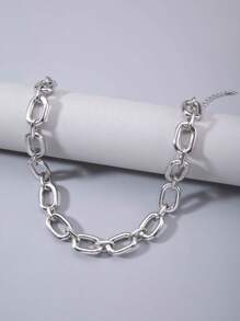 imoli 1pc Fashionable Exaggerated Large Chain Artistic Necklace - Silver - View 6