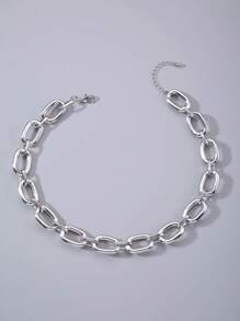 imoli 1pc Fashionable Exaggerated Large Chain Artistic Necklace - Silver - View 7