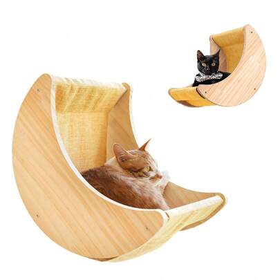 1pc Moon-Shaped Cat Hammock, Wall-Mounted Cat Perch Bed, Suitable For Indoor Cat Sleeping & Playing, Max Load 12kg (26lb)