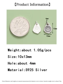 6入組復古S925純銀圖形吊墜適合女士兒童手環項鍊珠寶製作手工製作DIY配件