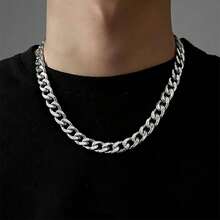 1條基本男士鍊條項鍊 - 銀色 - 查看 2