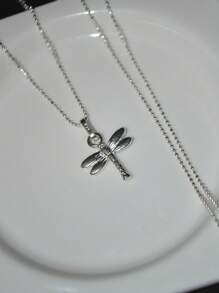 925 Silver Pendant Necklace With 925 Silver Chain - dragon-fly - View 3