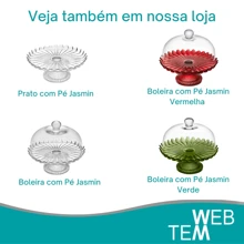 Boleira de Vidro com Pé e Tampa Jasmin Dourada Vitazza para Bolo, Doces, Sobremesas, Decoração, Organização e Mesa Posta, com Toque de Elegância, Praticidade Ecológica e Estilo Natal e Outras Ocasiões Especiais - Dourado - Visão 6