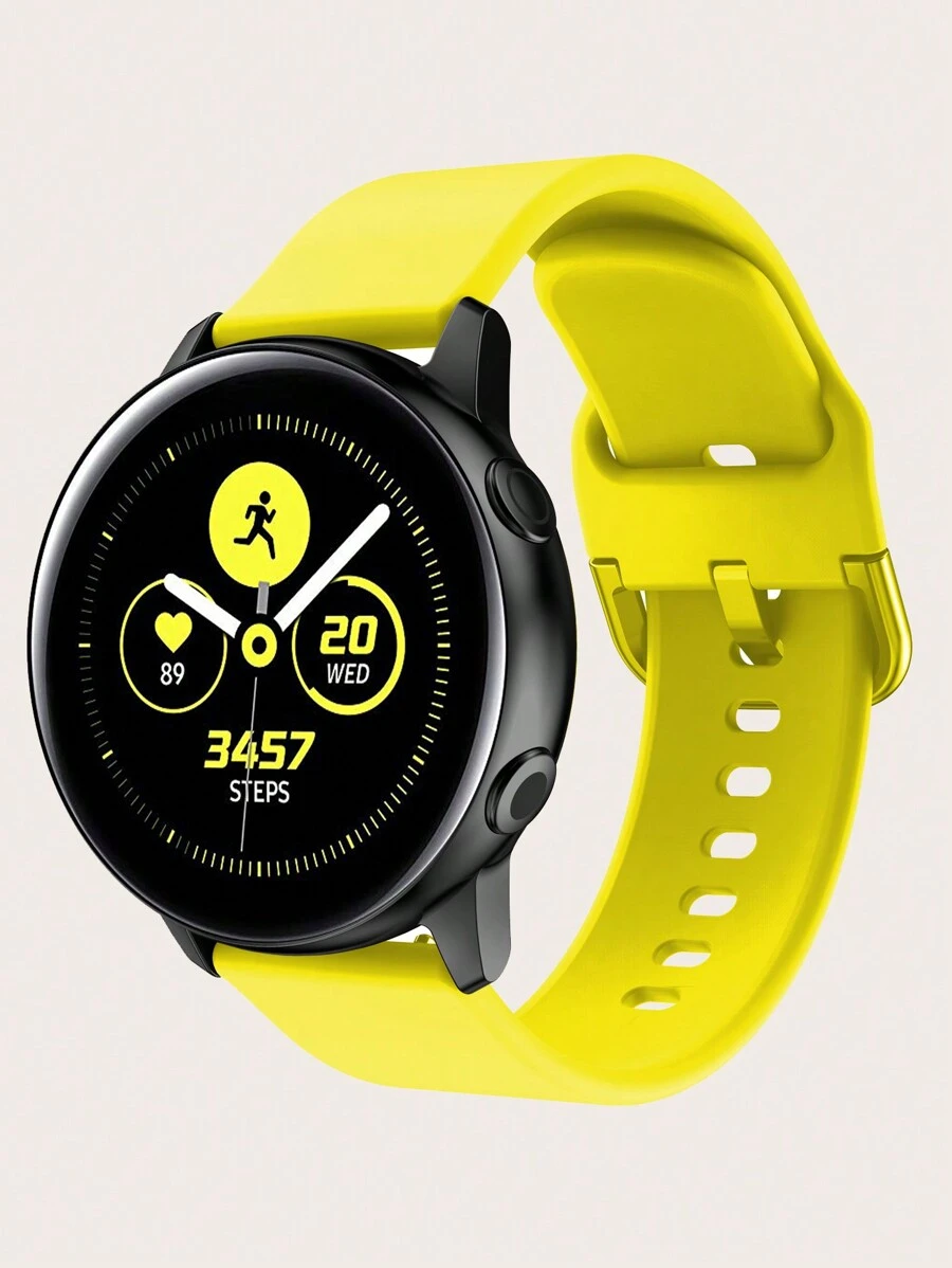 1 条男女通用硅胶运动手表表带 20/22 毫米 兼容三星 Galaxy Watch Active/Active 2/4/5/6 作为返校学生的礼物 - 黃色 - 查看 1