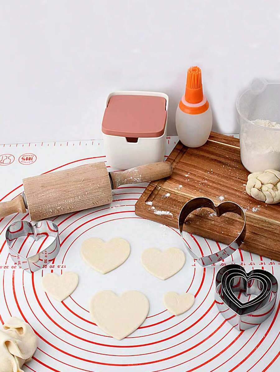 6pcs/Set Heart Shaped Cookie, Pierogi And Cake Decorating Tool Kits - Silver - View 1