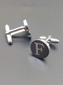 1 paire Boutons De Manchette De Simple Et À La Mode Pour Homme laser 26 Alphabet Anglais
