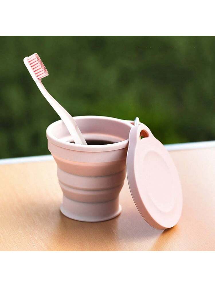 1pc Pink Collapsible Silicone Cup, Foldable & Portable Cup For Outdoor Activities, With Lid, Resistant To High Temperatures, 180mlTravel Essentials ,Travel Organizer For Beach ,Summer Vacation Back To School School Supplies Holiday Camping Holiday Essentials Accessories Mini Perfume For Women Perfume For Men Perfume Bottle Travel Accessories Travel Must Haves School Accessories Stuff Back To School Supplies