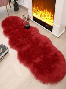 Red Artificial Fur Rug, Runner Rug 60x180 For Living Room, Fluffy Bedroom Rug, Soft Small Bedroom Rug, Faux Sheepskin Rug, Washable Shaggy Area Rug, Red Carpet Fuzzy Rug, Shaggy Dirt Trapper Floor Mat Carpet For Living Room Decor - Red - View 1