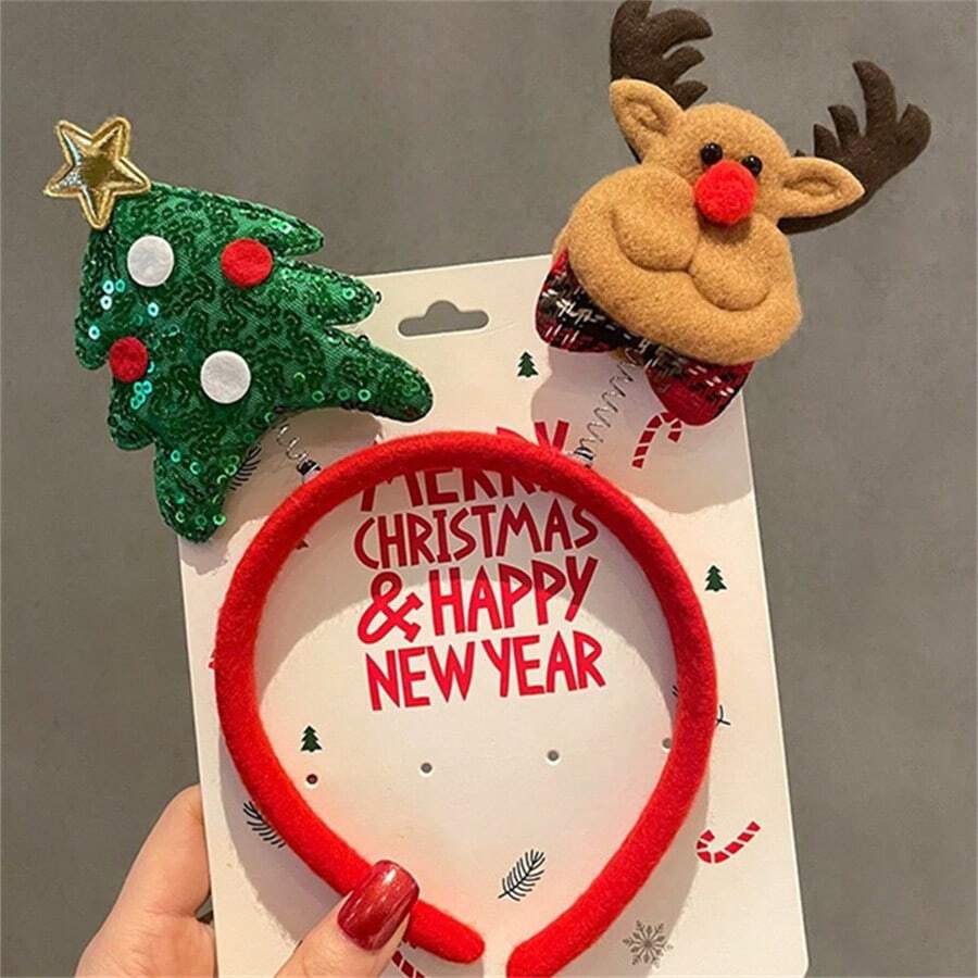 Sequin Christmas Tree & Reindeer Party Headband,Christmas
