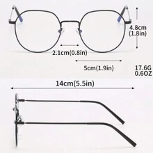 Metal Frame Oval Decor Anti-blue Light Planar Mirror Blue Light Blocking Eyeglasses Frame, 2023 New Computer Protection Eyeglasses For Men And Women Street Fashion Near-sighted Eyeglasses Artistic Vintage Metal Glasses Male With Prescription Lens Frame, Computer Protection Eyeglasses Unisex Fashionable Anti-blue Light Eyeglasses Frame For Street Snap - Emas - View 7